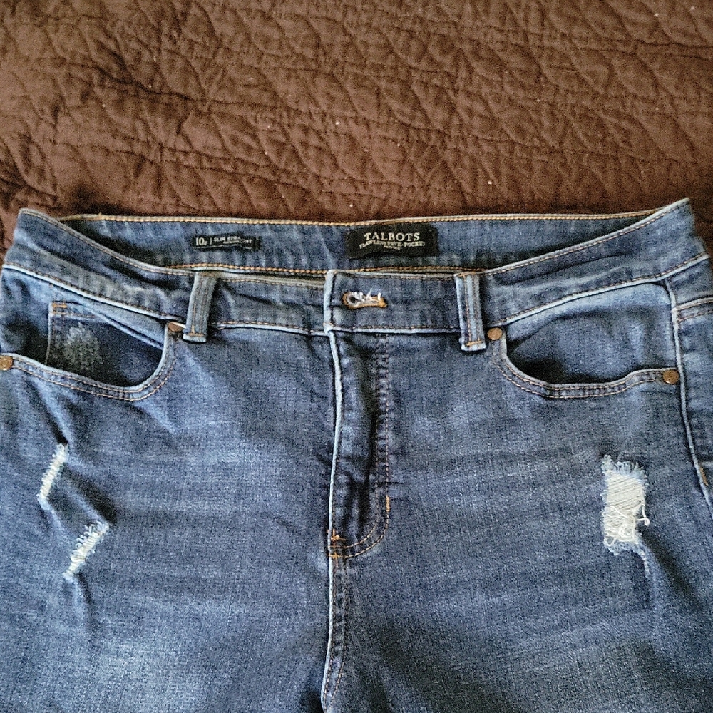 Talbots High Rise Distressed Blue Jeans